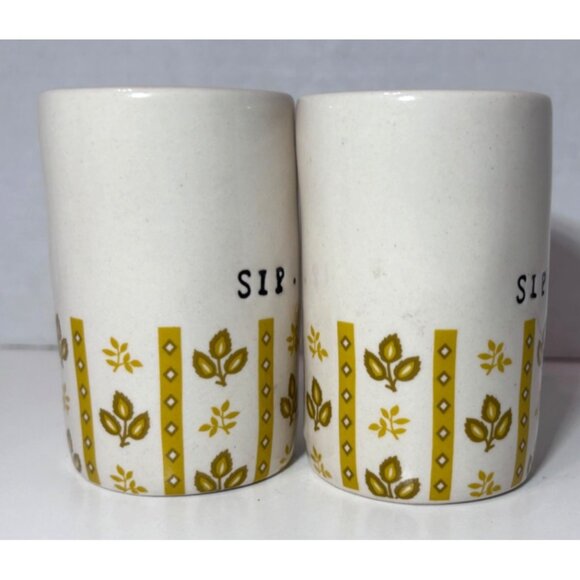 VTG Rae Dunn Espresso Cup SIP Leaf Pattern 3” Set of 2 Matching Floral - Picture 7 of 7